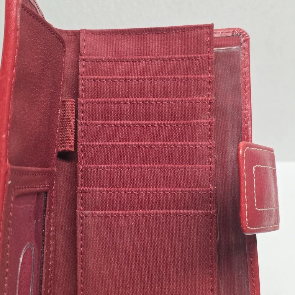 Fossil Red Leather Multicolor Patchwork Wallet Vintage